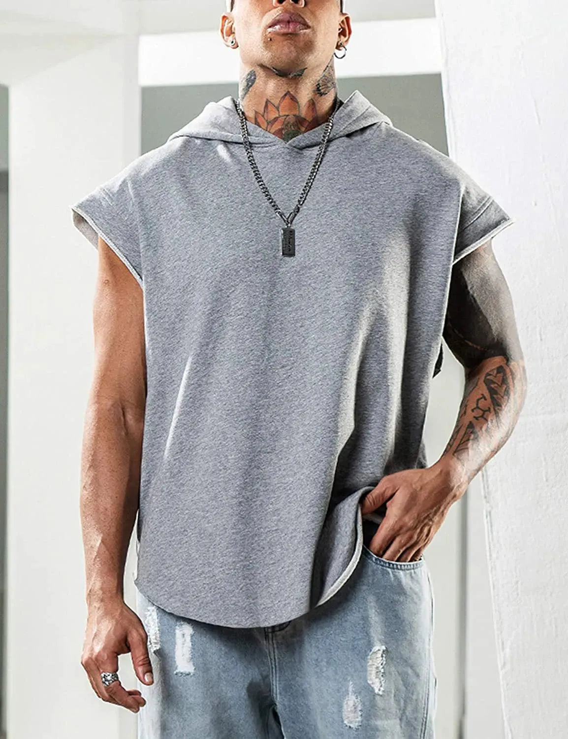 Hooded Waistcoat Loose-fit Solid Color Vest - Bellarte Enchanté Hooded Waistcoat Loose-fit Solid Color Vest